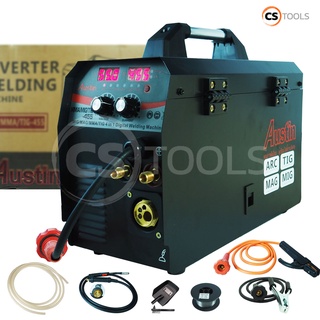 Austin ตู้เชื่อมไฟฟ้า เครื่องเชื่อมไฟฟ้า ตู้เชื่อม 3 ระบบ รุ่น MMA/MIG/TIG-455 3 IN1 ใช้แก๊ส CO2 ลวดเชื่อมขนาด1กิโลและ5โ