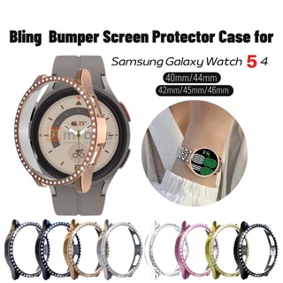 เคสกันชนหน้าจอ PC ประดับเพชร วิบวับ สําหรับ Samsung Galaxy Watch 5 4 40 มม. 44 มม. Galaxy Watch 5 Pro 4 Classic 46 มม. 42 มม.