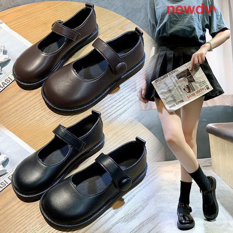 ภาพหน้าปกสินค้ารองเท้านักเรียน ญี่ปุ่นน่ารักหัวกลมรองเท้าหนังขนาดเล็กสีดำรองเท้าส้นแบนโลลิต้า