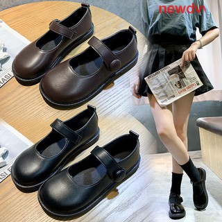 สินค้า 🔥Hot sale！รองเท้านักเรียน ญี่ปุ่นน่ารักหัวกลมรองเท้าหนังขนาดเล็กสีดำรองเท้าส้นแบนโลลิต้า