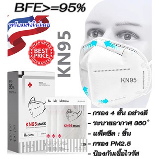(1กล่อง10ชิ้น) หน้ากากอนามัย N95 mask KN95 ป้องกันฝุ่นPM2.5 ป้องกันไวรัส ป้องกันเชื้อโรค ผู้ใหญ่ อย่างดี กรอง4ชั้น สีขาว