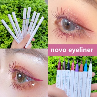 อายไลน์เนอร์หัวพู่กันขนาด 0.1 มิล สีชัด เส้นคม กันน้ำติดทน  novo eyeliner -5375