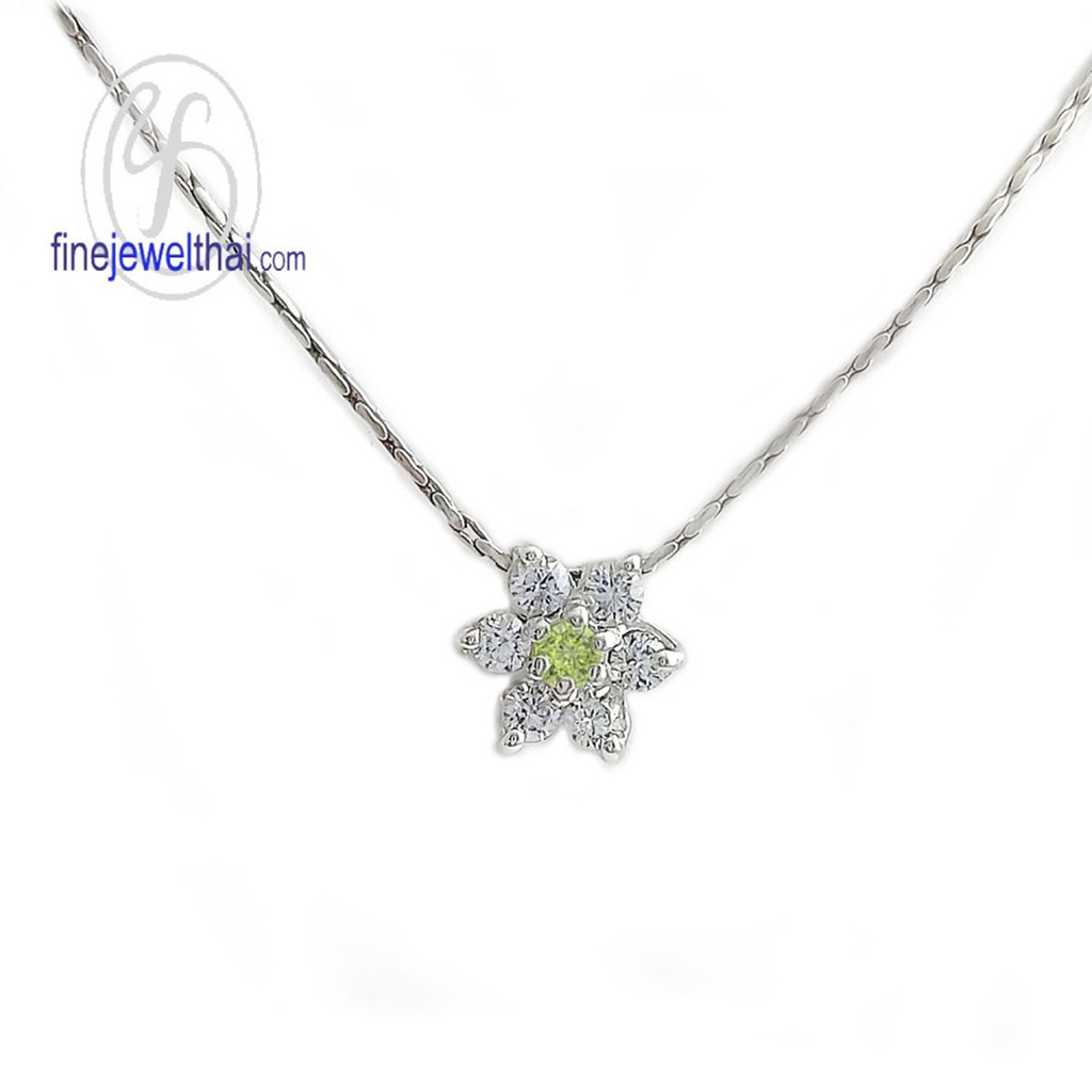 finejewelthai-จี้เพอริดอท-เพอริดอท-จี้เพชรcz-จี้พลอย-พลอยประจำเดือนเกิด-peridot-silver-pendant-birthstone-p1023pd00-2