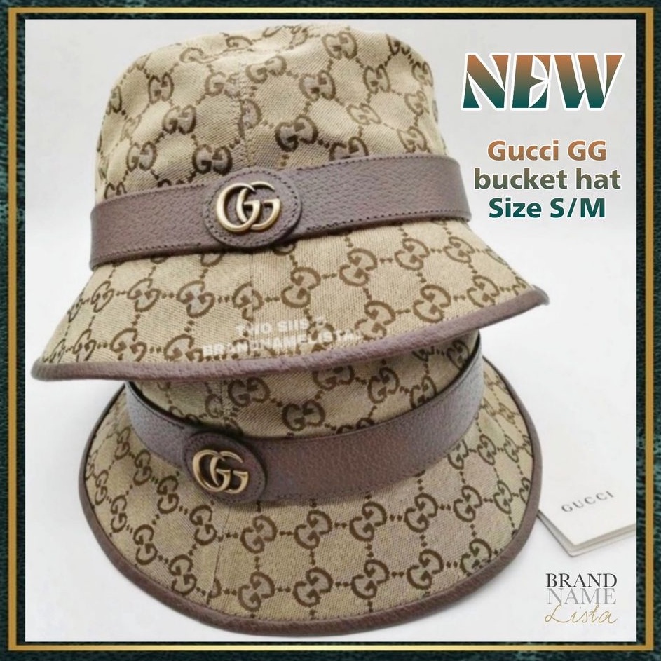 สอบถามก่อนกดซื้อ-แท้-new-gucci-gg-bucket-hat-size-s-m-สี-brown