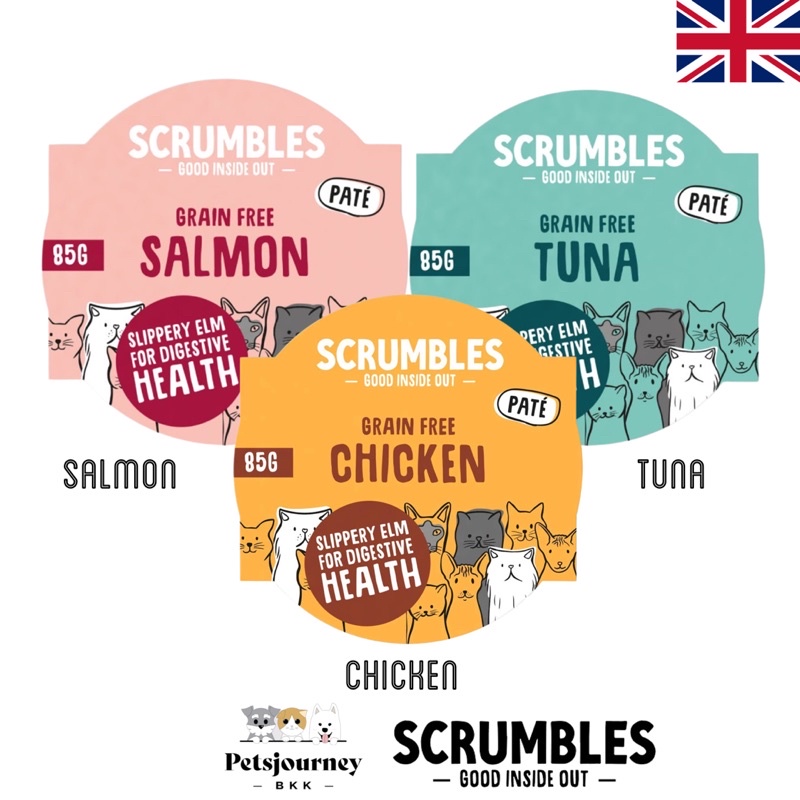 อาหารเปียกสำหรับน้องแมว นำเข้าจากประเทศอังกฤษ แบรนด์ Scrumbles | Shopee ...