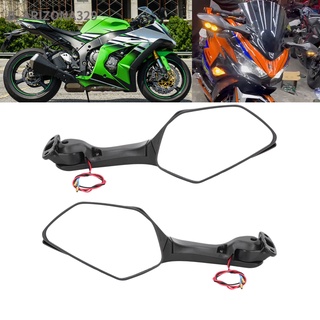 Alabama กระจกมองหลังรถจักรยานยนต์ พร้อมไฟเลี้ยว Led แบบเปลี่ยน สําหรับ Ninja Zx10R 2011‐2015