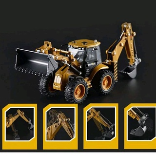 สินค้า โมเดลรถเหล็ก BACKHOE LOADER ตักดิน+รถไถดิน เหล็กทั้งคัน Huina Scale 1:50  เหมือนของจริง ของเล่นเพื่อการสะสม