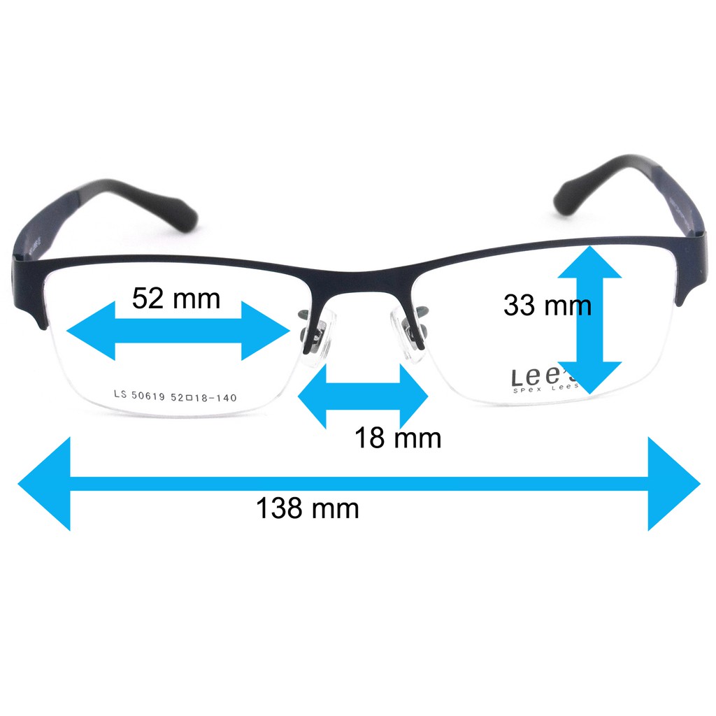 lees-แว่นตา-รุ่น-50619-c-18-สีน้ำเงิน-กรอบเซาะร่อง-ขาข้อต่อ-วัสดุ-สแตนเลส-สตีล-สำหรับตัดเลนส์-กรอบแว่นตา-eyeglasses