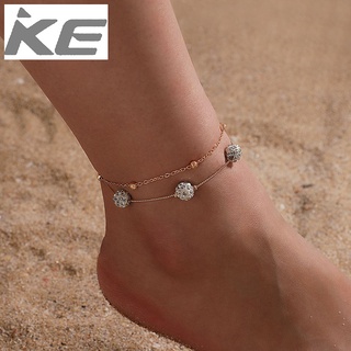 Simple foot accessories, cold diamond-encrusted transfer beads, double-alloy anklet for girls