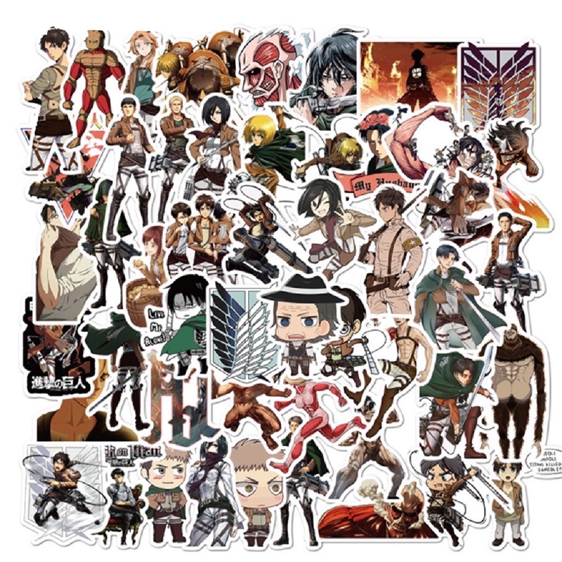 สติ๊กเกอร์-attack-on-titan-80-ผ่าพิภพไททัน-50-ชิ้น-ไททัน-titan-ตกแต่ง-กระเป๋า-สติ้กเกอร์-รูปภาพ-สมุด-หนังสือ-รูปวาด-รูป