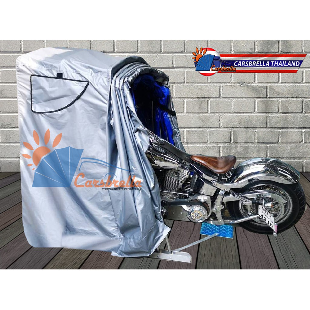 เต็นท์จอดรถมอไซค์พับได้-โรงจอดรถสำเร็จรูป-carsbrella-รุ่น-scoot-สำหรับรถมอเตอร์ไซค์ขนาดเล็กทุกรุ่น-aluminium-frame