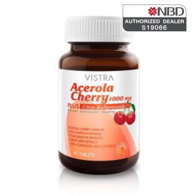 vistra-acerola-cherry-1000-mg-วิสทร้า-อะเซโรลา-เชอร์รี่-45-เม็ด-ภูมิแพ้-ขาว-ใส