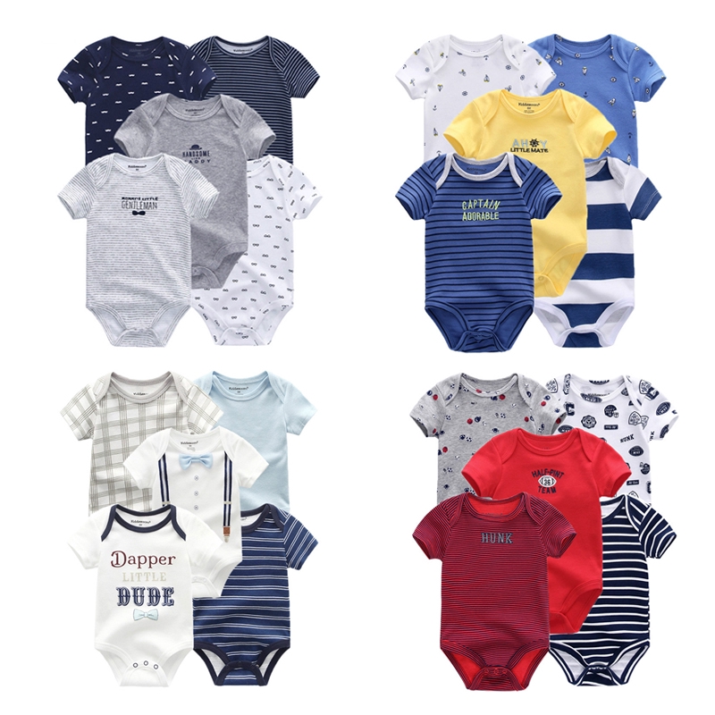 พร้อมสต็อก-5-ชิ้นทารกแขนสั้นเสื้อคลุมหลวมฤดูร้อนเสื้อผ้าเด็กผ้าฝ้ายสบายทารก-romper-0-12-เมตร