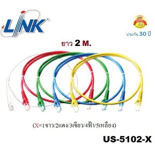 ภาพหน้าปกสินค้าLAN (สายแลน) LINK รุ่น (US-5102LZ-X) ยาว2 เมตร CAT6 RJ45 TO RJ45 PATCH CORD(UTP) บรรจุ 1 สาย/ถุง - รับประกัน30 ปี ที่เกี่ยวข้อง