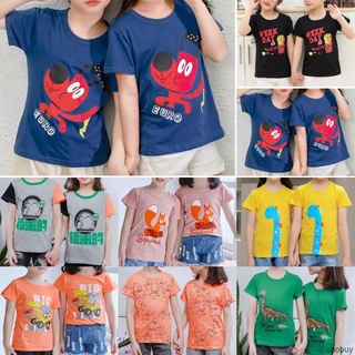 Kids Cartoon Ptinted T-Shirts Boys Girls Round Neck Fashion Short Sleeves Loose Tee
