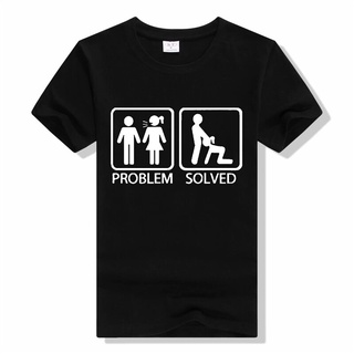 [S-5XL] เสื้อยืดคอกลม แขนสั้น ผ้าฝ้าย 100% ระบายอากาศ ลาย Problem Solved แฟชั่น