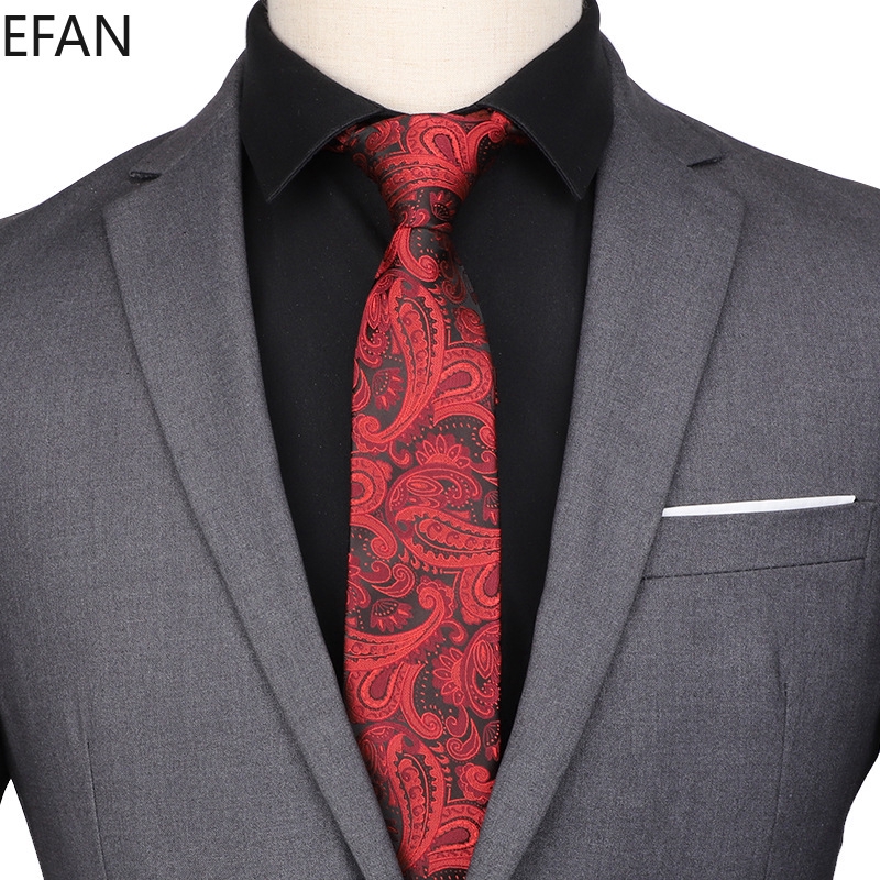 ภาพหน้าปกสินค้า6cm Wedding Men Striped Ties Men Luxury Necktie Pocket Floral Tie Mens Classic Formal Skinny Mens Multicolour Ties Gift