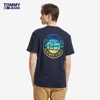 Tommys ใหม่ เสื้อยืดแขนสั้น พิมพ์ลายธง ไล่โทนสี เรียบง่าย สําหรับผู้ชาย และผู้หญิง 10892