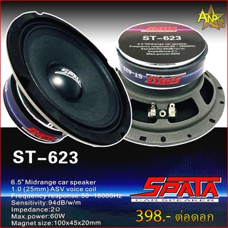 ลำโพงเสียงกลางติดรถยนต์ 6.5 นิ้ว SPATA ST-623 ลำโพงลูกโดดพร้อมฝาตะแกรงหน้าดอก (ราคาต่อดอก)