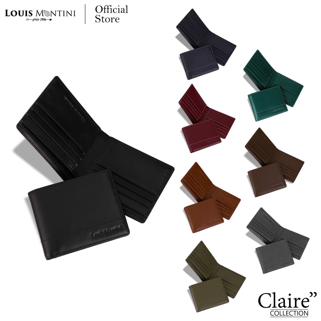 ภาพหน้าปกสินค้าLouis Montini (Clearly Collection) กระเป๋าสตางค์ หนังวัวแท้ หนังแท้ แฟชั่นผู้ชาย หนังวัวเงาแวววาว TTM072