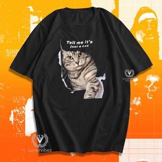 เสื้อยืด พิมพ์ลาย Just A Cat สไตล์สตรีท สําหรับผู้หญิง 5117