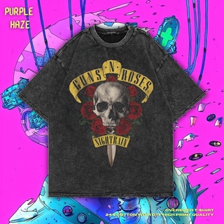 เสื้อยืด ขนาดใหญ่ พิมพ์ลาย Guns N Roses Nightrain สีม่วง | หินล้างทําความสะอาด | เสื้อวง Guns N Roses | Gnr | เสื้อยืด