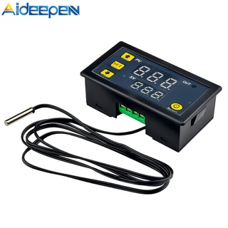 Aideepen W3230 DC12V/24V AC110V-220V เครื่องควบคุมอุณหภูมิดิจิทัล จอแสดงผล LED เทอร์โมสตัท พร้อมเซนเซอร์ควบคุมความร้อน