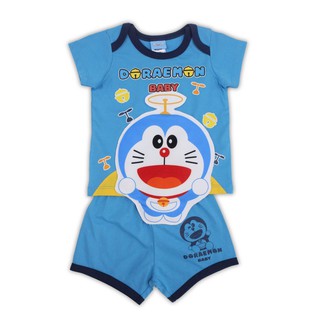 เสื้อผ้าเด็กลิขสิทธิ์แท้พร้อมส่ง เด็กผู้ชายผู้หญิง ชุดแขนสั้น ชุดเสื้อกางเกงเด็กเล็ก  Doraemon ADC047-40-BUD
