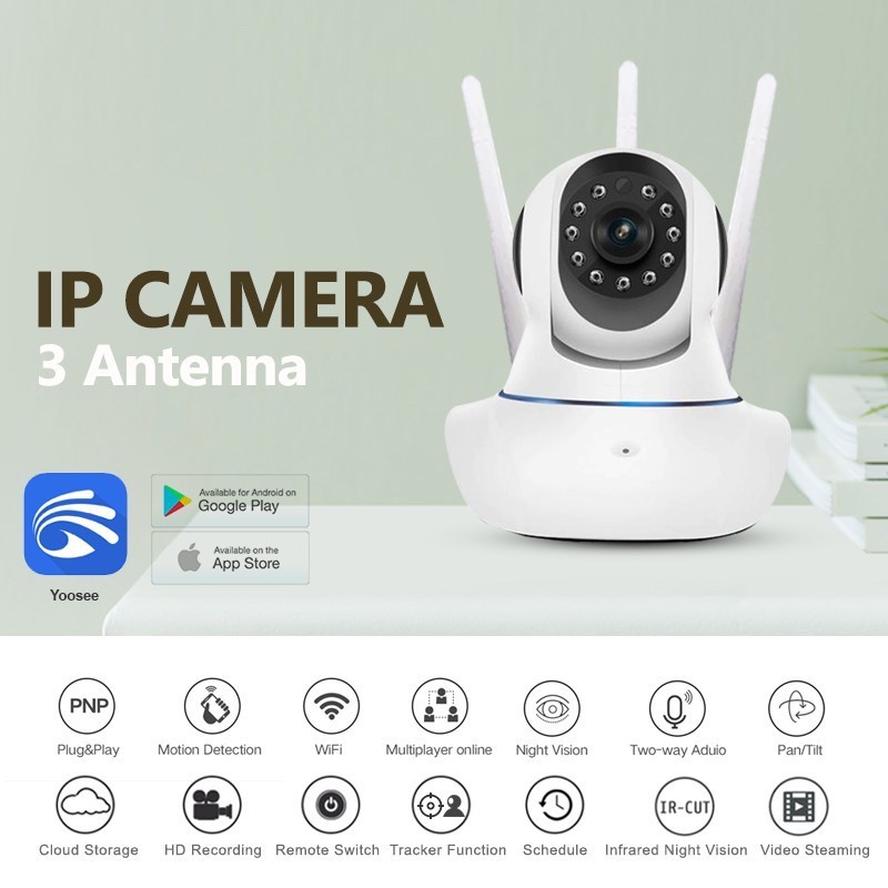 IP SHOP กล้องวงจรปิดไร้สาย รุ่นใหม่ 3 เสาสัญญาณ Wireless IP camera 2 ...