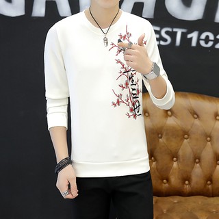 เสื้อเชิ๊ตแขนยาวอินเทรนด์Tเสื้อวัยรุ่นผู้ชายเกาหลีสลิมฤดูใบไม้ผลิและฤดูใบไม้ร่วงเสื้อ bottoming บางเสื้อกันหนาวพิมพ์หัวน