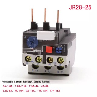 สินค้า โอเวอร์โหลด รีเลย์ JR28-25 รีเลย์ 1.6A 2.5A 4A 6A 8A 10A 13A 18A 25A  Overload Current สำหรับ แมกเนติก CJX2