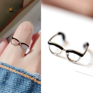 แหวนทองแดง รูปแว่นตา ขนาดเล็ก สามารถปรับได้ แบบสร้างสรรค์ สไตล์โกธิค