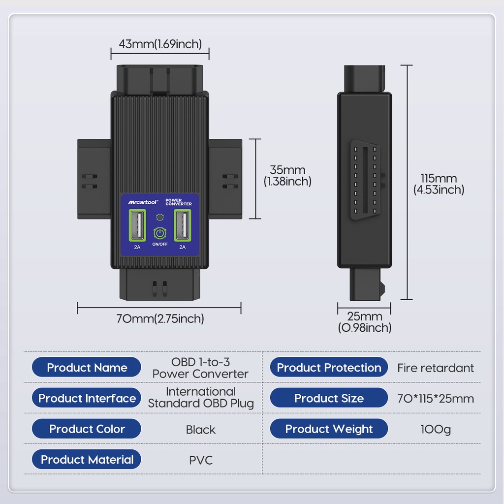 MRCARTOOL OBD 16pin Power Converter 1 TO 3 คิดว่า OBD2 Connector ...