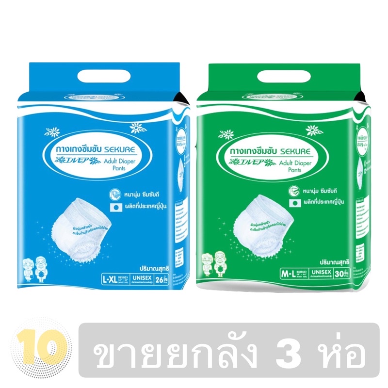 ภาพหน้าปกสินค้า(เงินคืน 15% 15CCBSEPW3 )sekure ซีเคียว ผ้าอ้อมกางเกงรุ่นซึมซับห่อใหญ่ (เลือกไซส์) **ขายยกลัง 3 ห่อ**