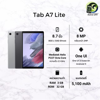 ภาพหน้าปกสินค้า[พร้อมส่ง] Samsung Galaxy Tab A7 Lite LTE ใส่ซิม โทรออกได้ ( RAM3GB + ROM32GB ) เครื่องศูนย์ไทย ประกัน1ปี ที่เกี่ยวข้อง