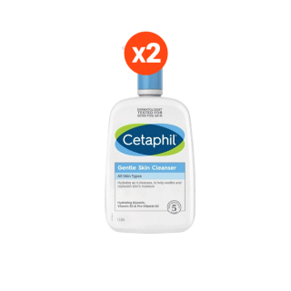[แพคคู่สุดคุ้ม] เซตาฟิล Cetaphil Gentle Skin Cleanser เจลทำความสะอาดผิวหน้าและผิวกาย สำหรับผิวบอบบาง แพ้ง่าย และทุกสภาพผิว 1 liter 2 ขวด