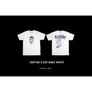 เสื้อยืดโอเวอร์ไซส์QWT136-2 CRY BABY WHITES-3XL