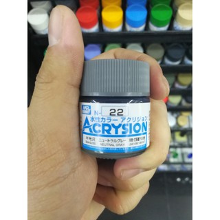 สีสูตรน้ำ Mr.Acrysion Color N22 NEUTRAL GRAY (Semi-gloss) 10ml