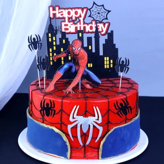 ป้ายธีมสไปเดอร์แมน Happy Birthday Spiderman สําหรับตกแต่งเค้ก