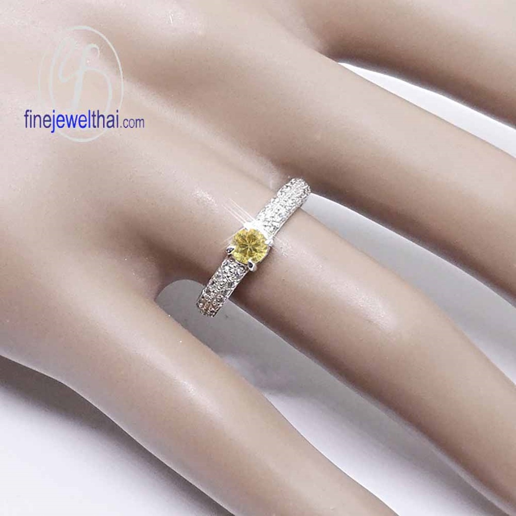 finejewelthai-แหวนบุษราคัม-บุษราคัม-แหวนเพชรcz-แหวนประจำเดือนเกิด-yellow-sapphire-silver-ring-birthstone-r1261yl