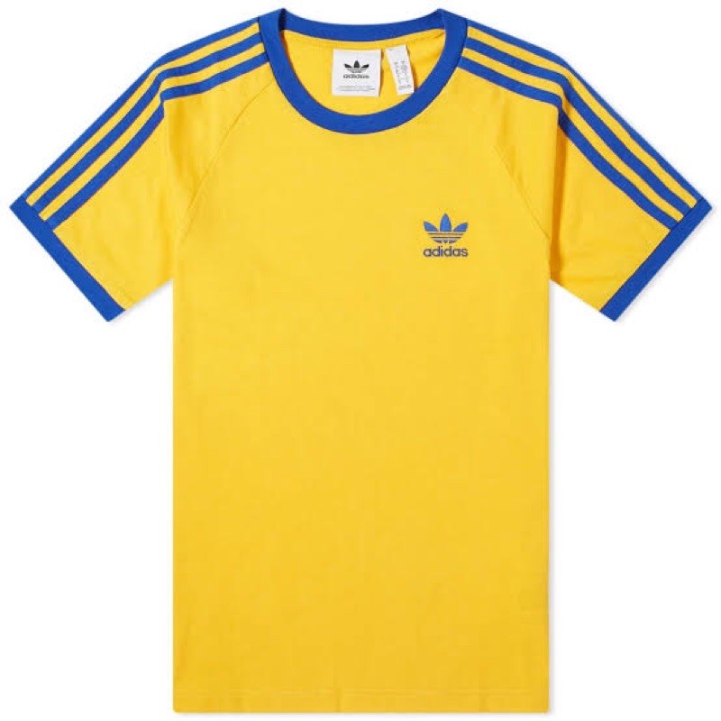 Adidas Ringer Retro 3-Stripe Yellow List เสื้อยืดสีน้ําเงิน | Shopee ...