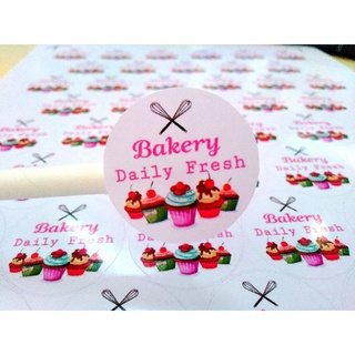 สติ๊กเกอร์​กันน้ำ​ ลาย​Bakery​ daily​fresh​50ดวง