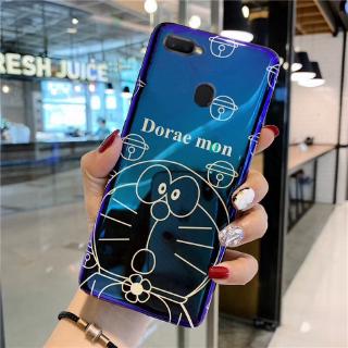 เคสโทรศัพท์ OPPO A12 Phone Case Cute Cartoon Blue Light Happy Doraemon TPU ออปโป้ A12 Soft  Casing Cover