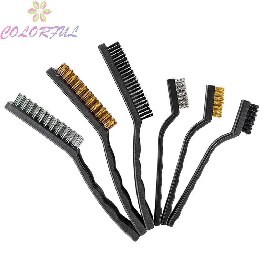 【colorful】6 Pcs 170200mm Wire Brush Set Metal Scratch Brushes For Cleaning Rust Removal 0829