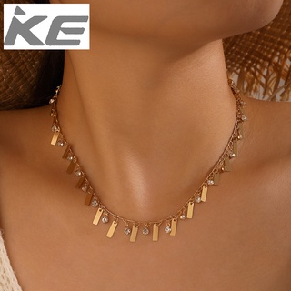 Jewelry Diamond-encrusted Alloy Small Square Piece Single Necklace Geometric Simple Clavicle C