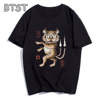 T-shirt  เสื้อยืด แขนสั้น พิมพ์ลายการ์ตูนอนิเมะแมว เต่า ซูชิ เบอร์เกอร์ คาวาอี้ สไตล์สตรีทS-5XL