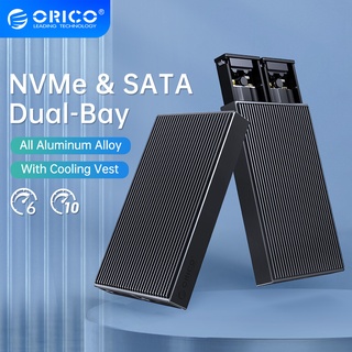 ภาพหน้าปกสินค้าOrico NVME M.2 Enclosure Dual-Bay USB C เป็น NVME SATA Docking Station สําหรับฮาร์ดไดรฟ์ M2 SSD M [รองรับ 8TB] ที่เกี่ยวข้อง