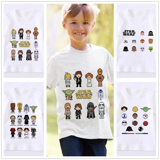 เสื้อยืดแขนสั้น พิมพ์ลายการ์ตูน Star Wars สําหรับเด็กผู้ชาย และเด็กผู้หญิง