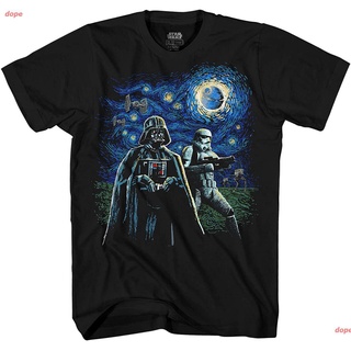 dope ฟินเซนต์ ฟัน โคค ศิลปะ จิตรกรรม เสื้อยืดพิมพ์ลาย STAR WARS Darth Vader And Stormtrooper Starry Night Mens Adult Gr