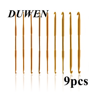 DUWEN ตะขอถักโครเชต์ อลูมิเนียม สองด้าน สีทอง 1.0-7.0 มม.